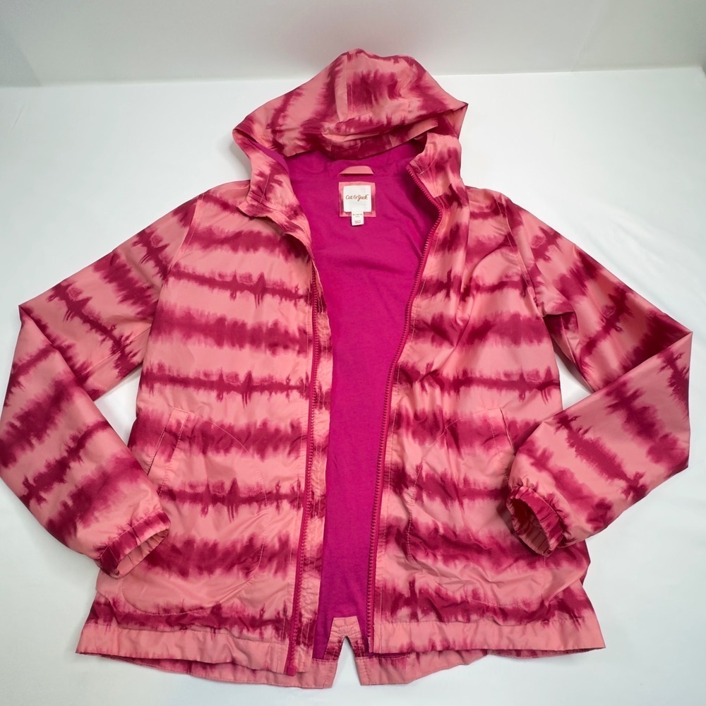 Kids Cat‎ & Jack Pink Tie Dye Hooded Lightweight Jacket Size XL 14/16 - Picture 4 of 11